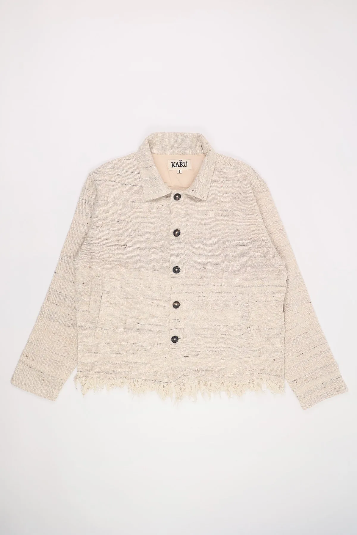 Cropped Jacket - Textured Wrinkly Weave with Fringe