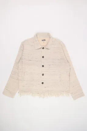 Cropped Jacket - Textured Wrinkly Weave with Fringe