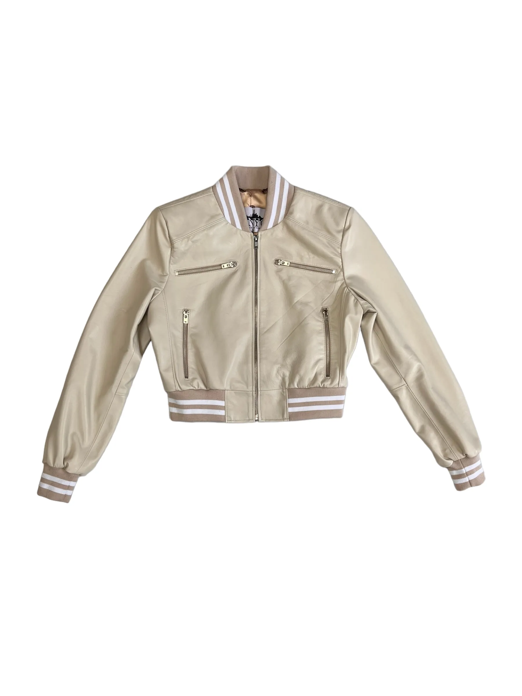 Cropped Leather Baseball Jacket - Daniel's Leather