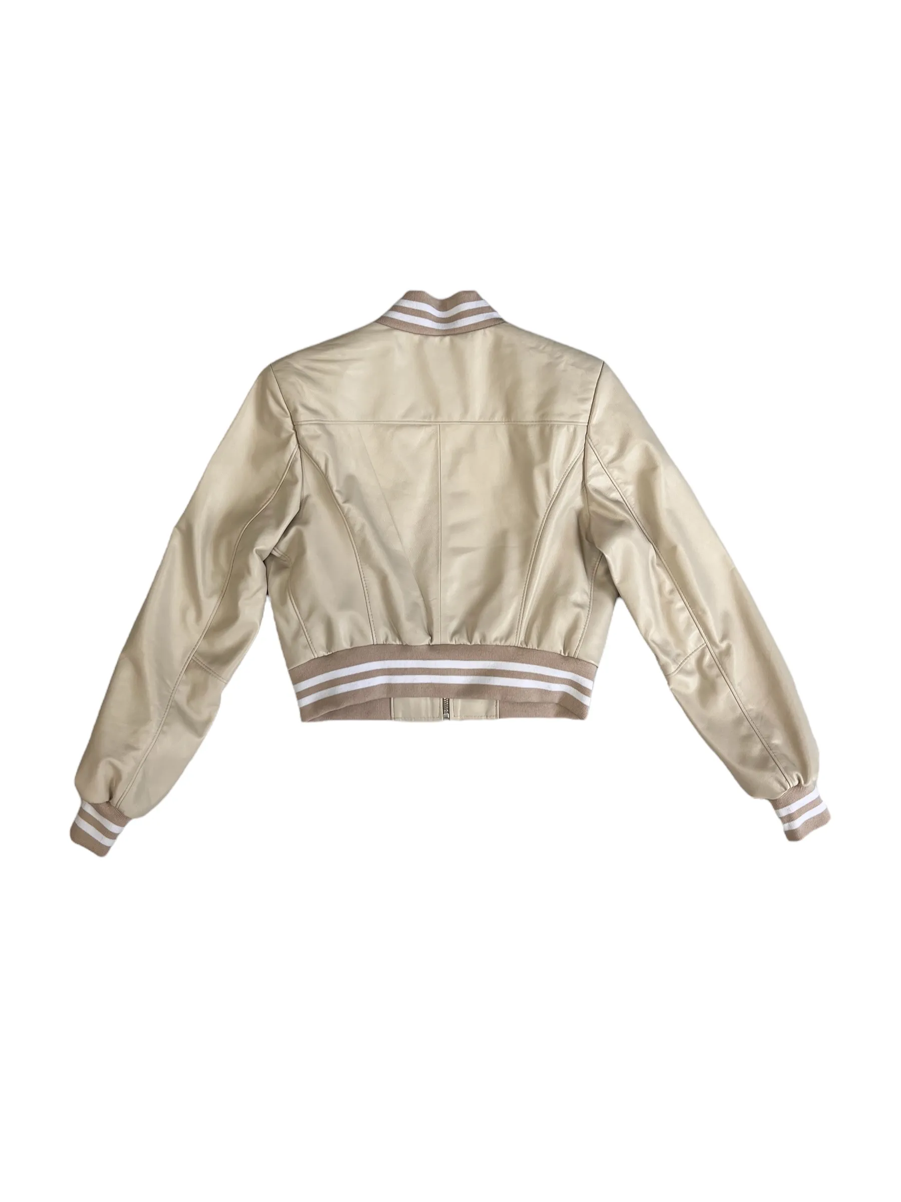 Cropped Leather Baseball Jacket - Daniel's Leather