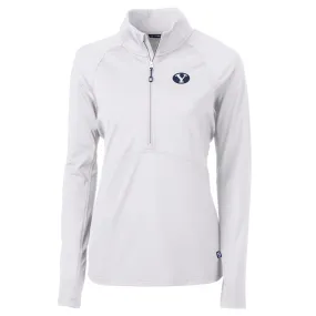 Cutter & Buck BYU Cougars Women's White Adapt Eco Knit Half-Zip Pullover Jacket