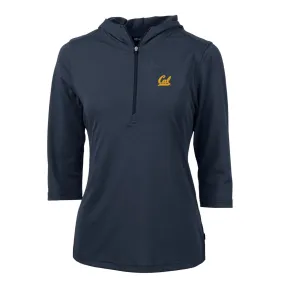 Cutter & Buck Cal Bears Women's Navy Virtue Eco Pique Half-Zip 3/4 Sleeve Pullover Hoodie