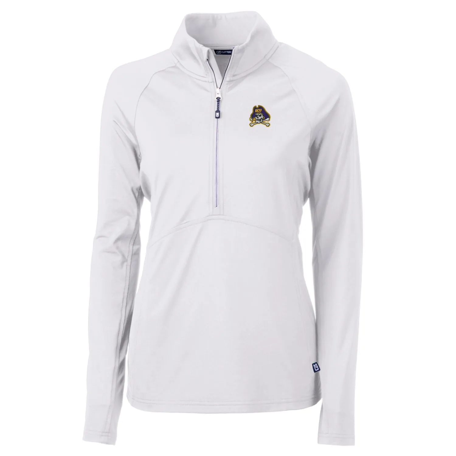 Cutter & Buck ECU Pirates Women's White Adapt Eco Knit Half-Zip Pullover Jacket