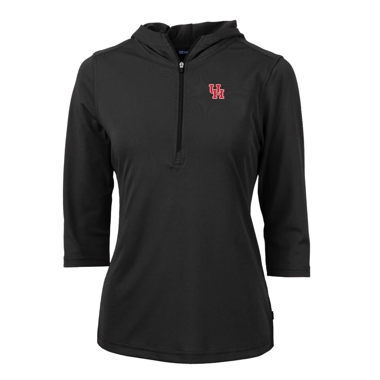 Cutter & Buck Houston Cougars Women's Black Virtue Eco Pique Half-Zip 3/4 Sleeve Pullover Hoodie