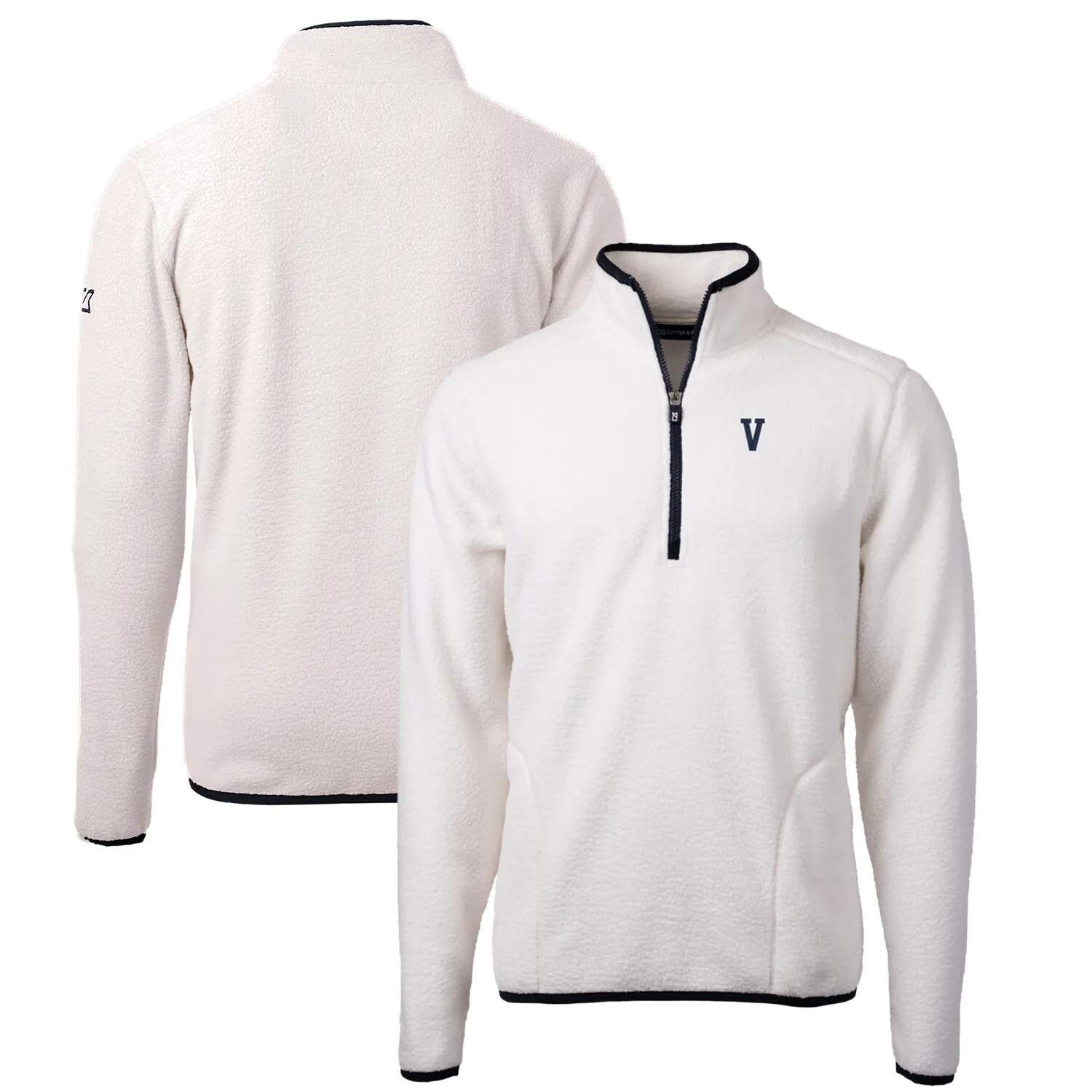 Cutter & Buck Villanova Wildcats White Vault Cascade Eco Sherpa Fleece Quarter-Zip Pullover Jacket