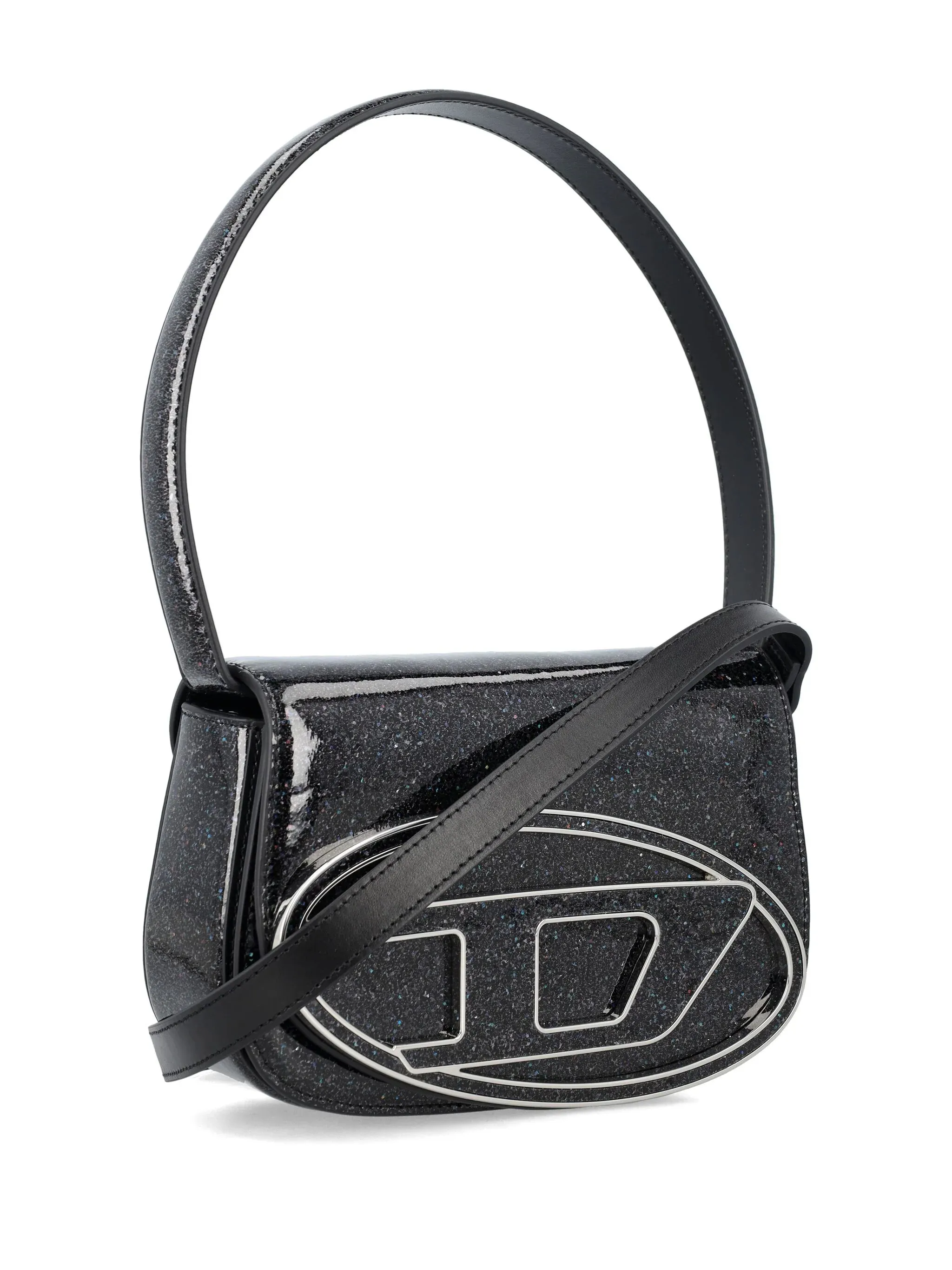 DIESEL Black Glitter Shiny Leather 1DR Bag