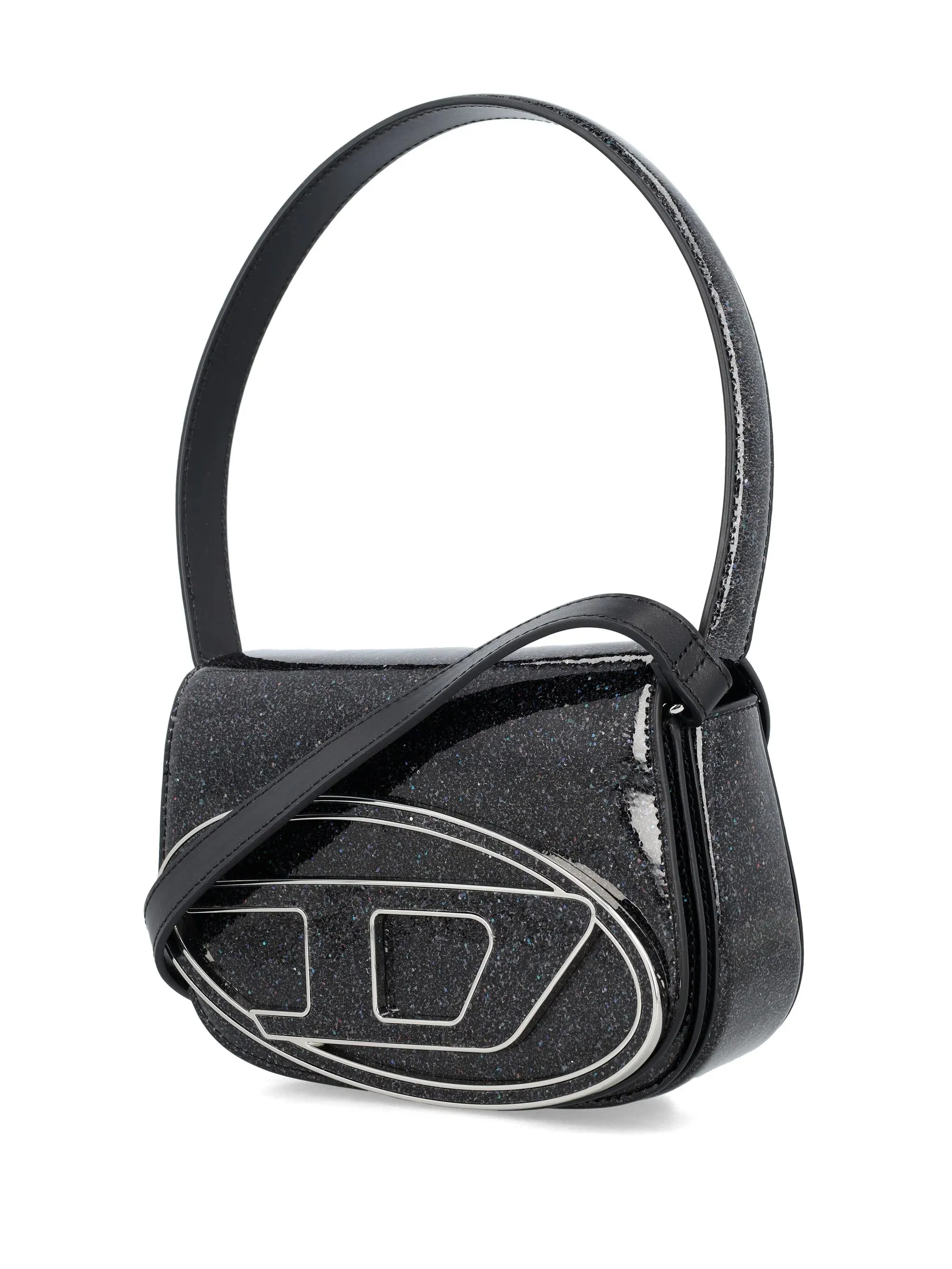 DIESEL Black Glitter Shiny Leather 1DR Bag