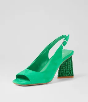 DJANGO & JULIETTE Lantos Emerald Suede Jewels Sandals