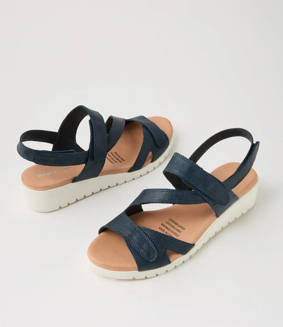 DJANGO & JULIETTE Melany Navy White Leather Sandals