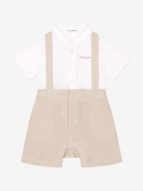 Dolce & Gabbana Baby Boys Linen Romper in Beige