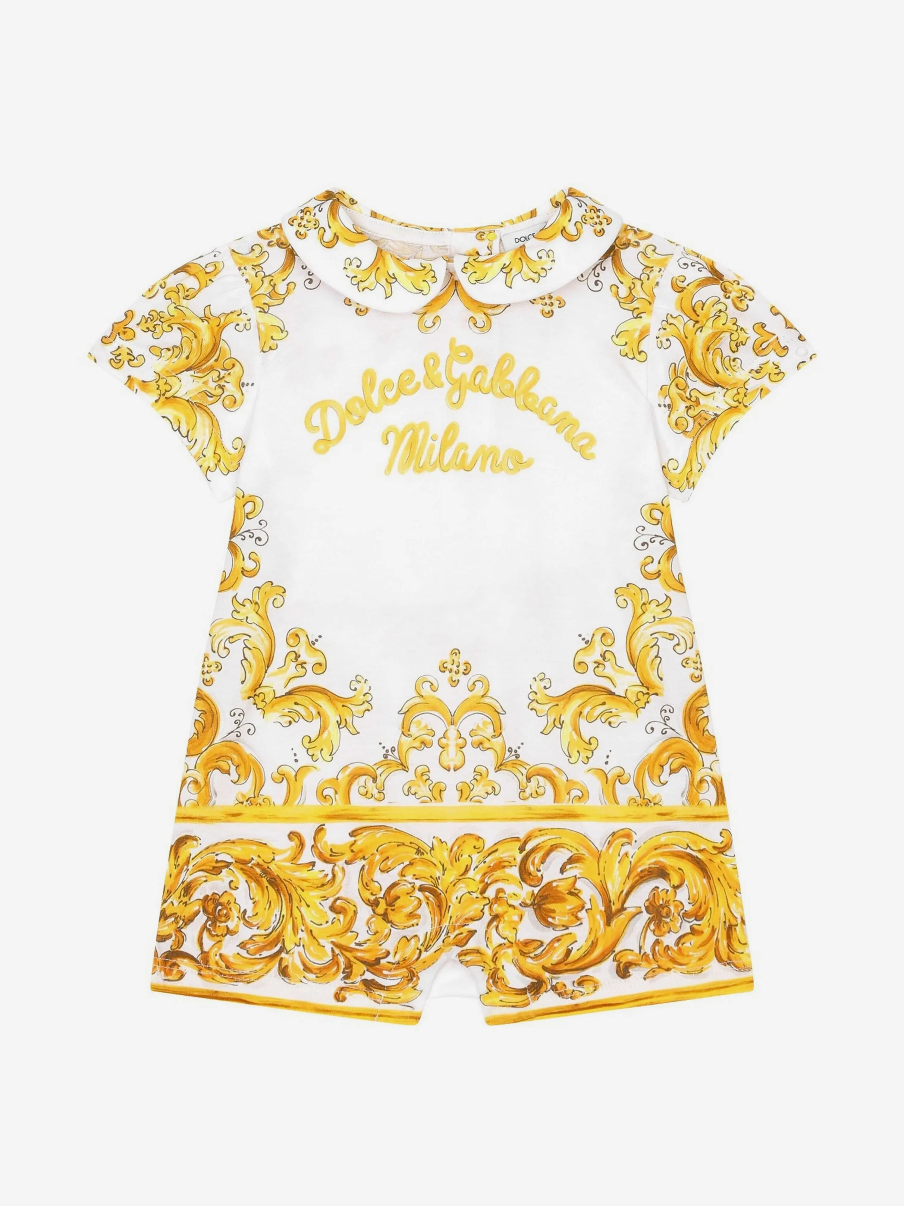 Dolce & Gabbana Baby Girls Maiolica Romper in Yellow