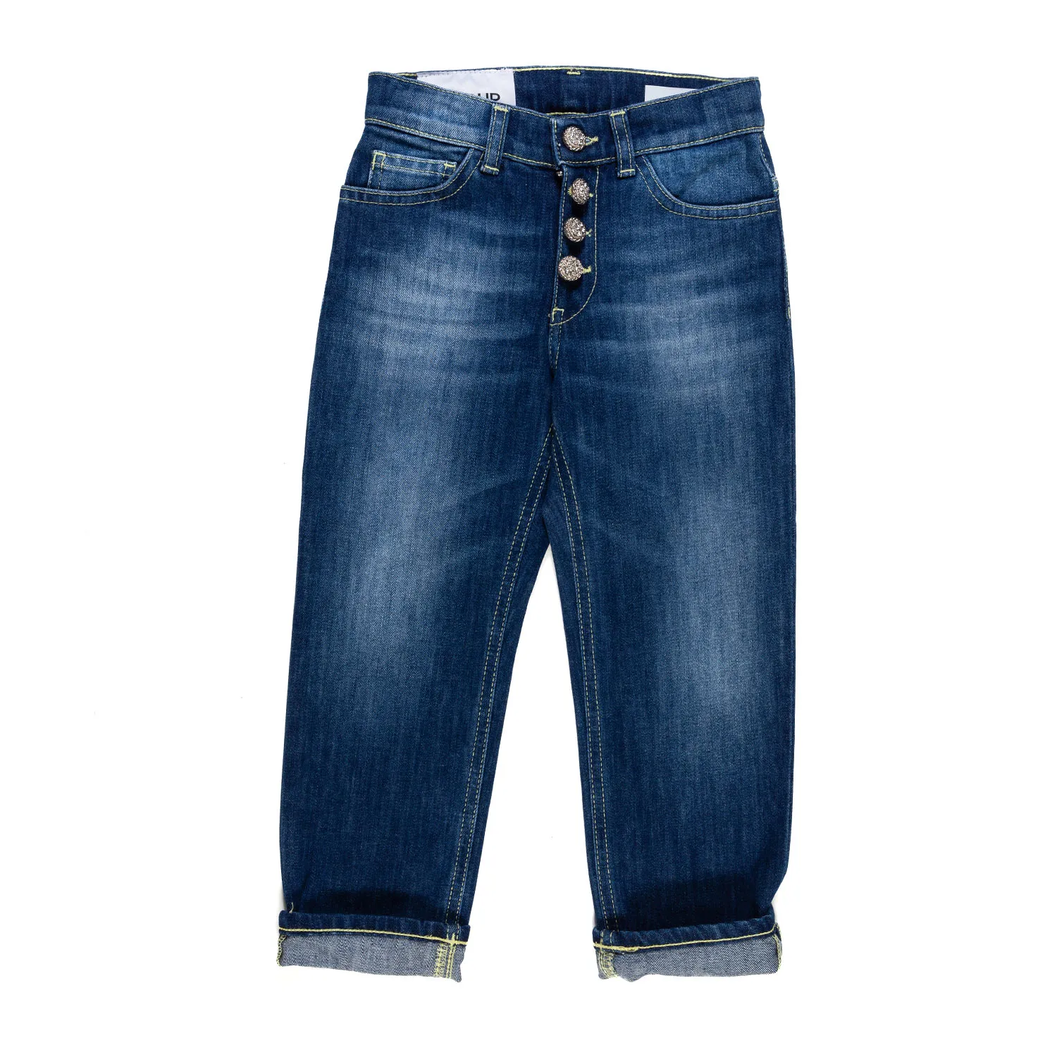 Dondup Dark Blue Jeans With Buttons For Little Girls And Teens