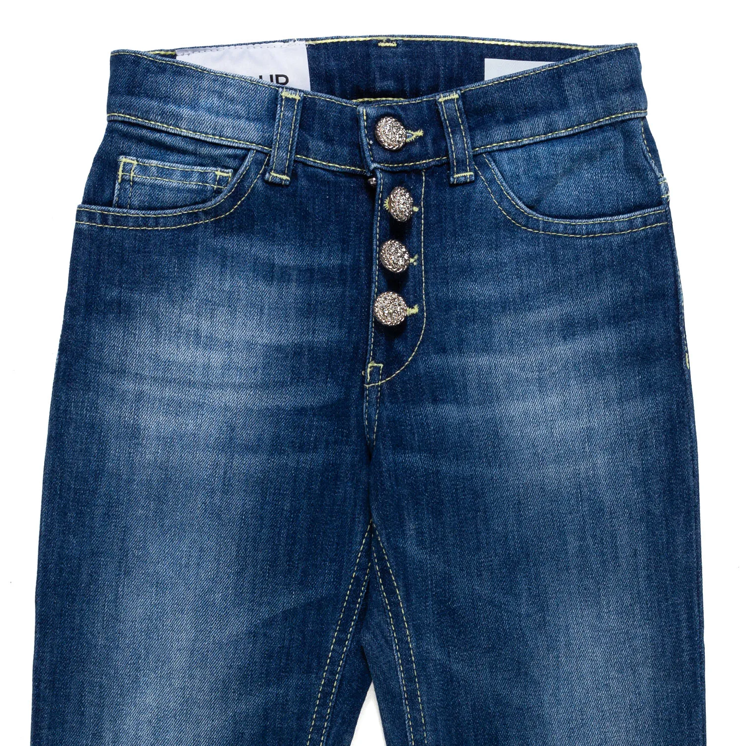 Dondup Dark Blue Jeans With Buttons For Little Girls And Teens