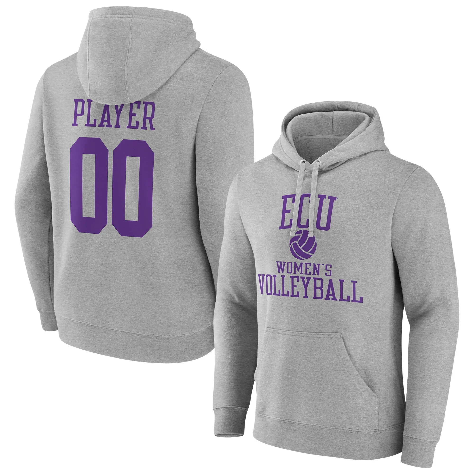 ECU Pirates Gray Women's Volleyball Pick-A-Player NIL Gameday Tradition Pullover Hoodie