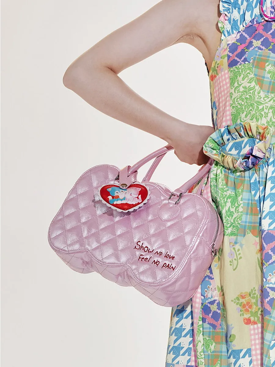 Enamel Embroidery Leather Heart Fancy Bag