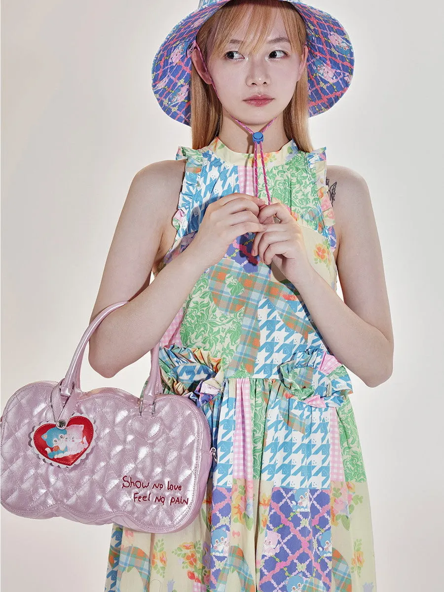 Enamel Embroidery Leather Heart Fancy Bag