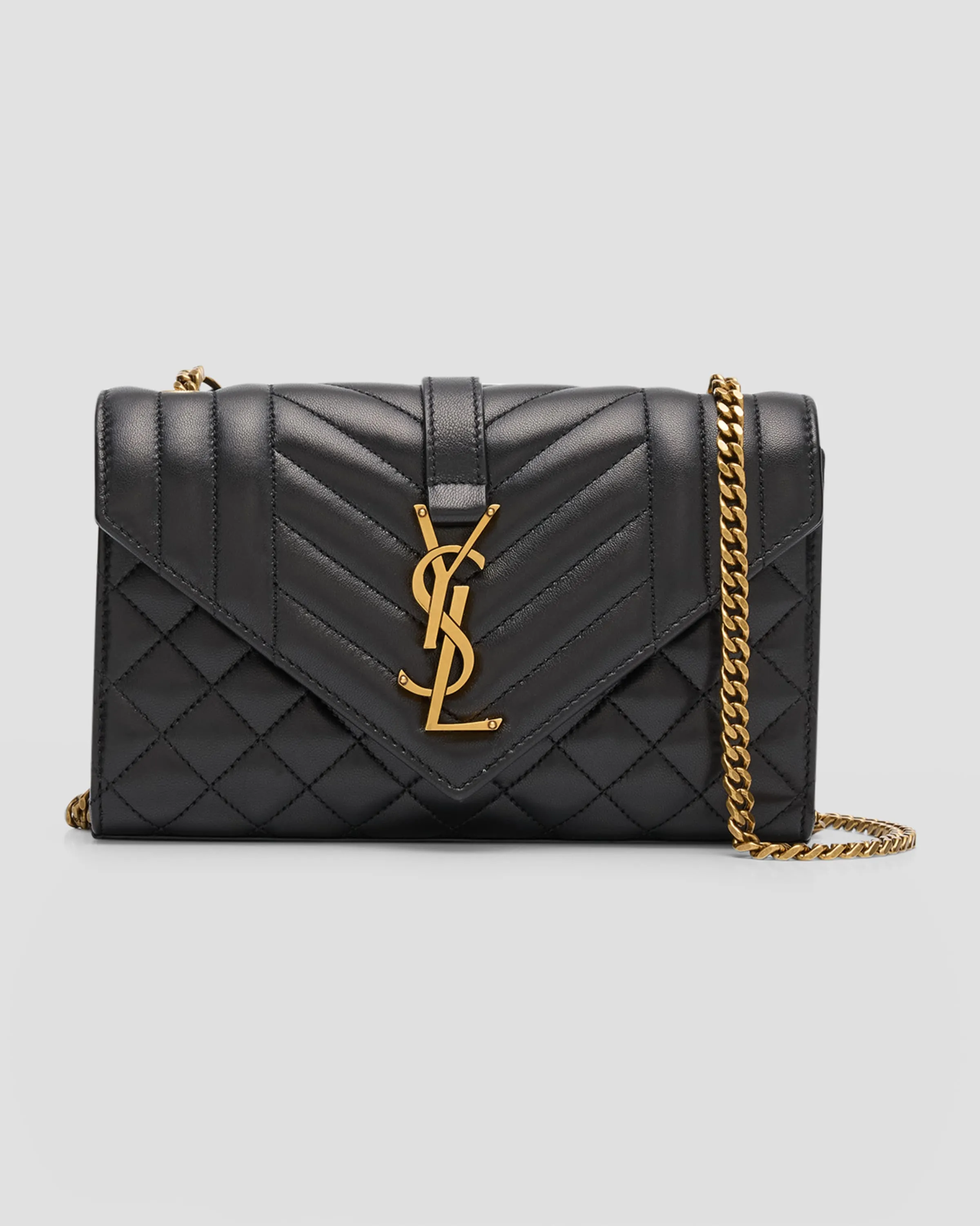 Envelope Triquilt Small YSL Shoulder Bag in Smooth Leather