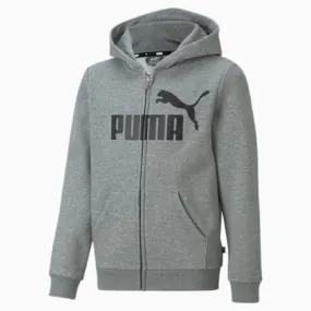 Essentials Big Logo Full-Zip Hoodie Youth | Medium Gray Heather | PUMA Sustainable Fashion | PUMA 