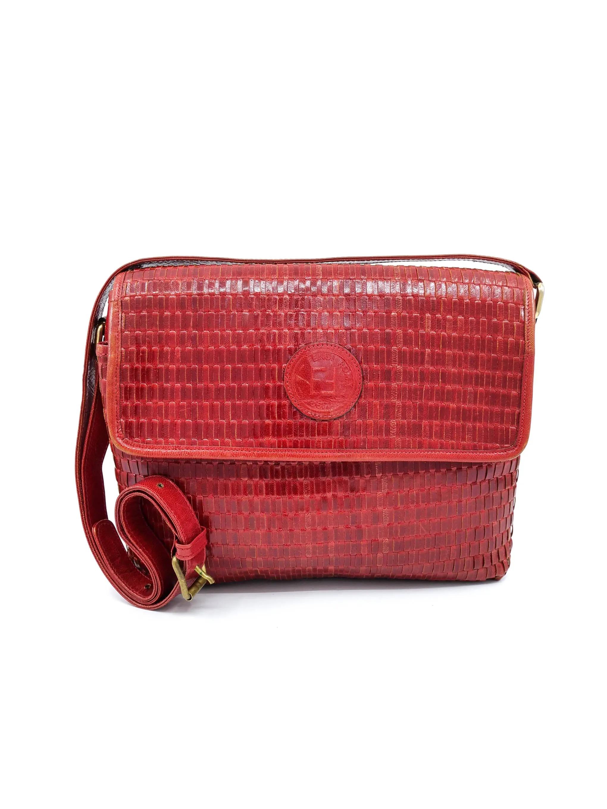 Fendi Red Woven Leather Bag