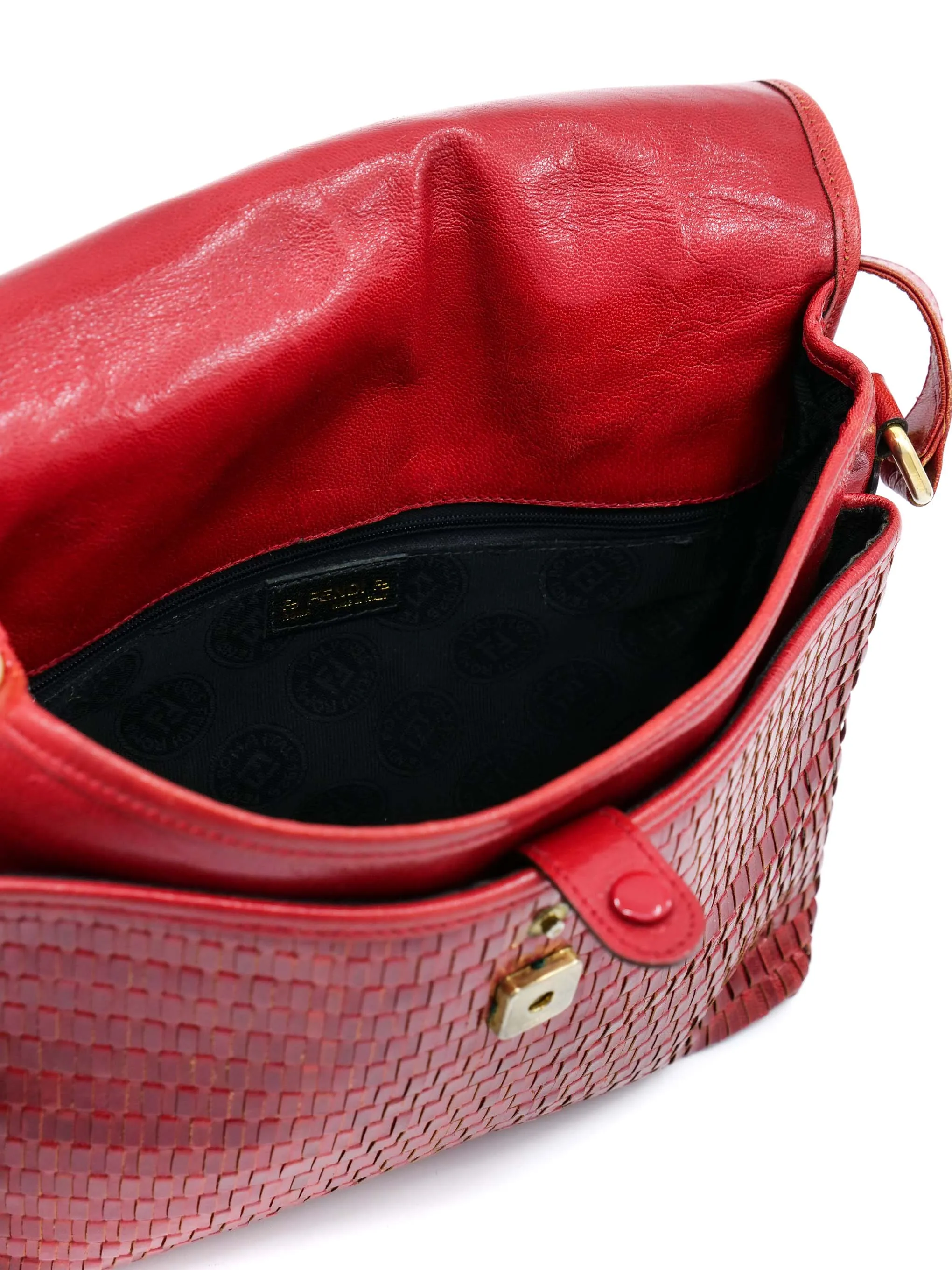 Fendi Red Woven Leather Bag