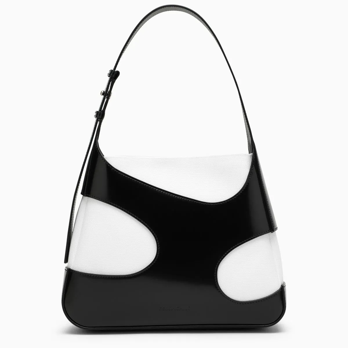 Ferragamo    Ferragamo Medium Shoulder Bag With Cut Out Black And White