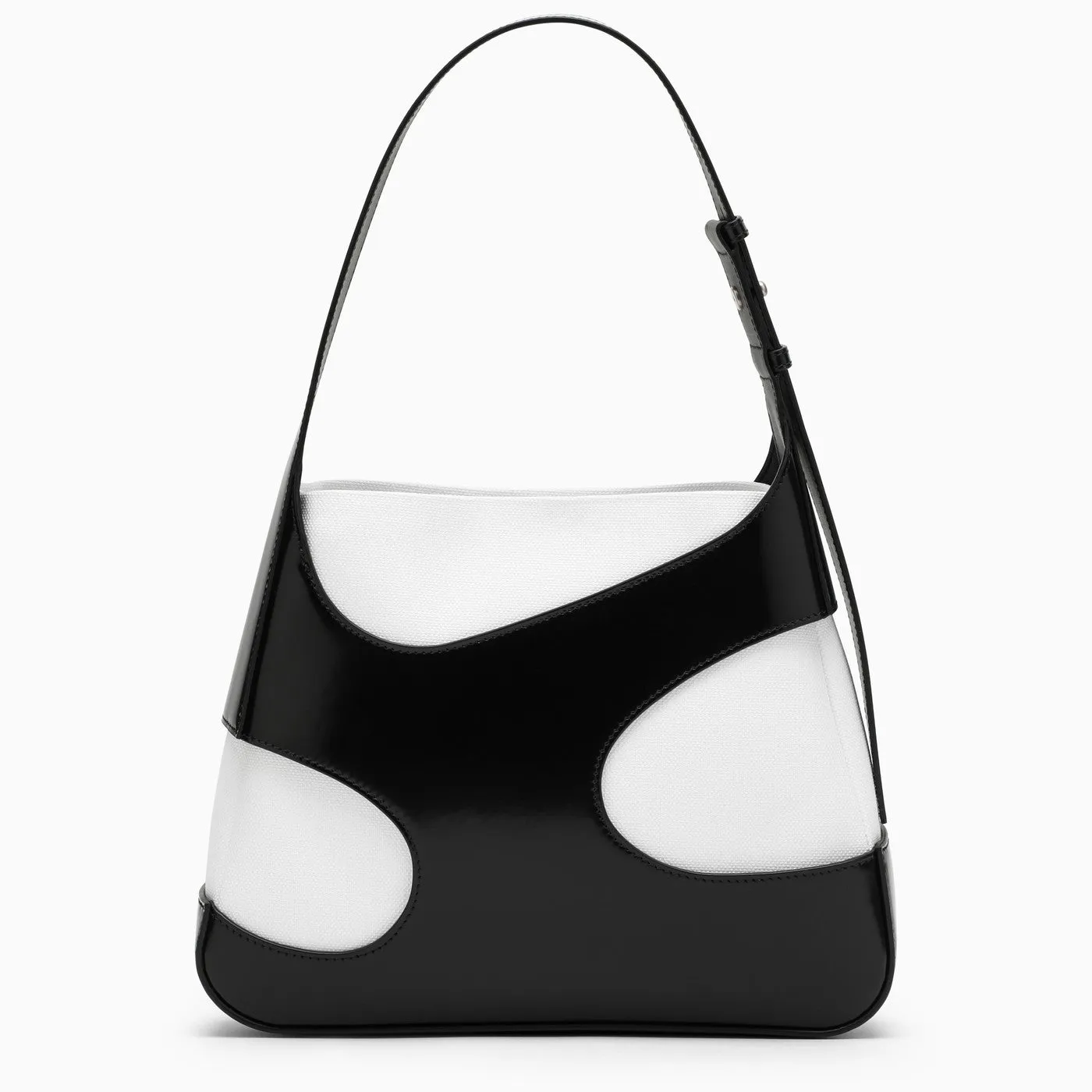 Ferragamo    Ferragamo Medium Shoulder Bag With Cut Out Black And White