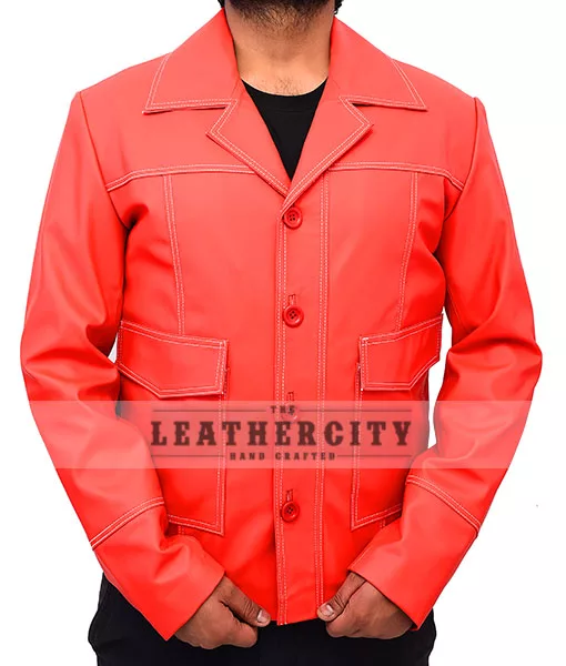 Fight Club's Tyler Durden (Brad Pitt) Red Leather Jacket - TheLeatherCity.com