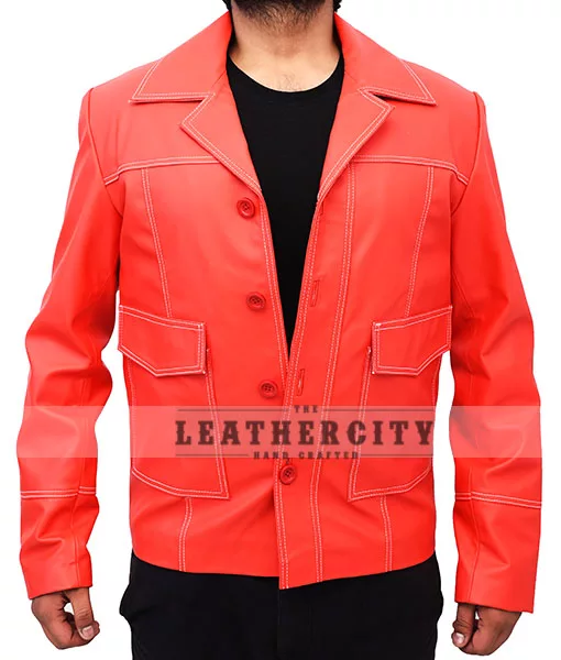 Fight Club's Tyler Durden (Brad Pitt) Red Leather Jacket - TheLeatherCity.com