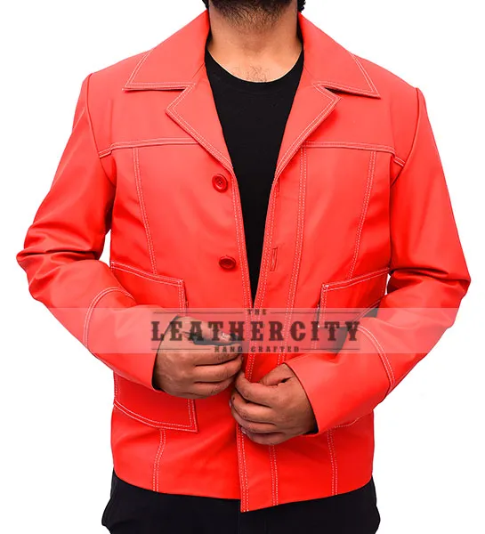 Fight Club's Tyler Durden (Brad Pitt) Red Leather Jacket - TheLeatherCity.com