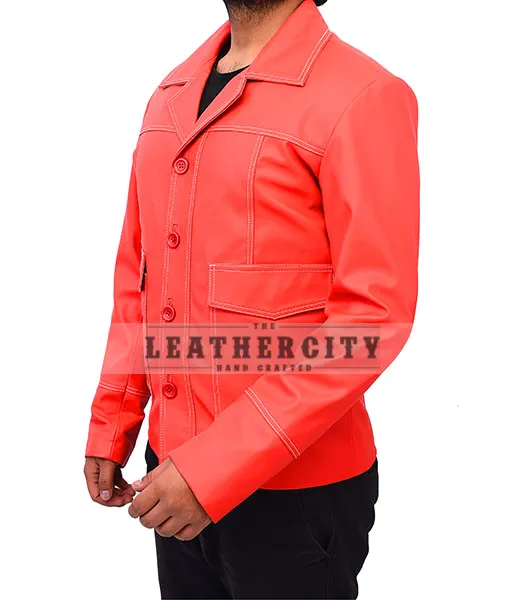 Fight Club's Tyler Durden (Brad Pitt) Red Leather Jacket - TheLeatherCity.com