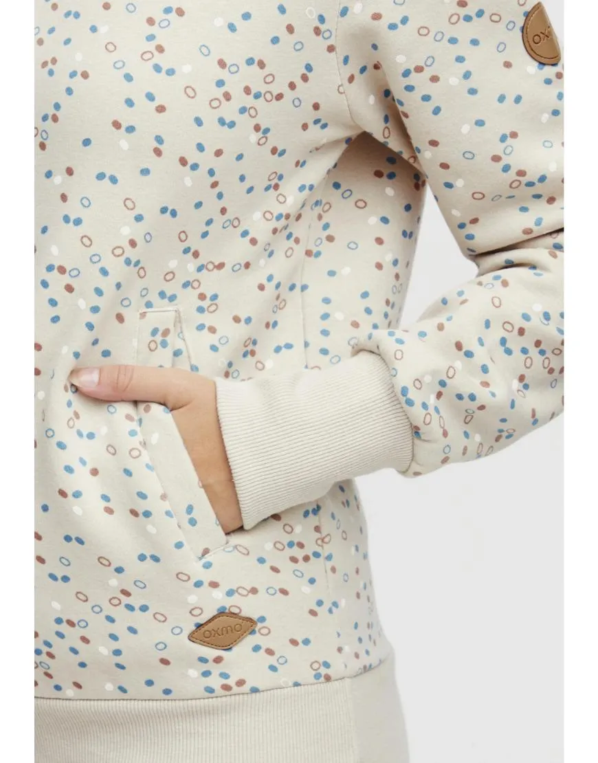 Fleece Hoodie Dots Pattern-Cream