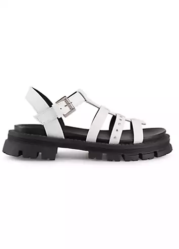 Freemans White Leather Chunky Studded Sandals | Grattan