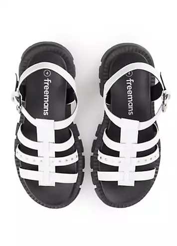 Freemans White Leather Chunky Studded Sandals | Grattan