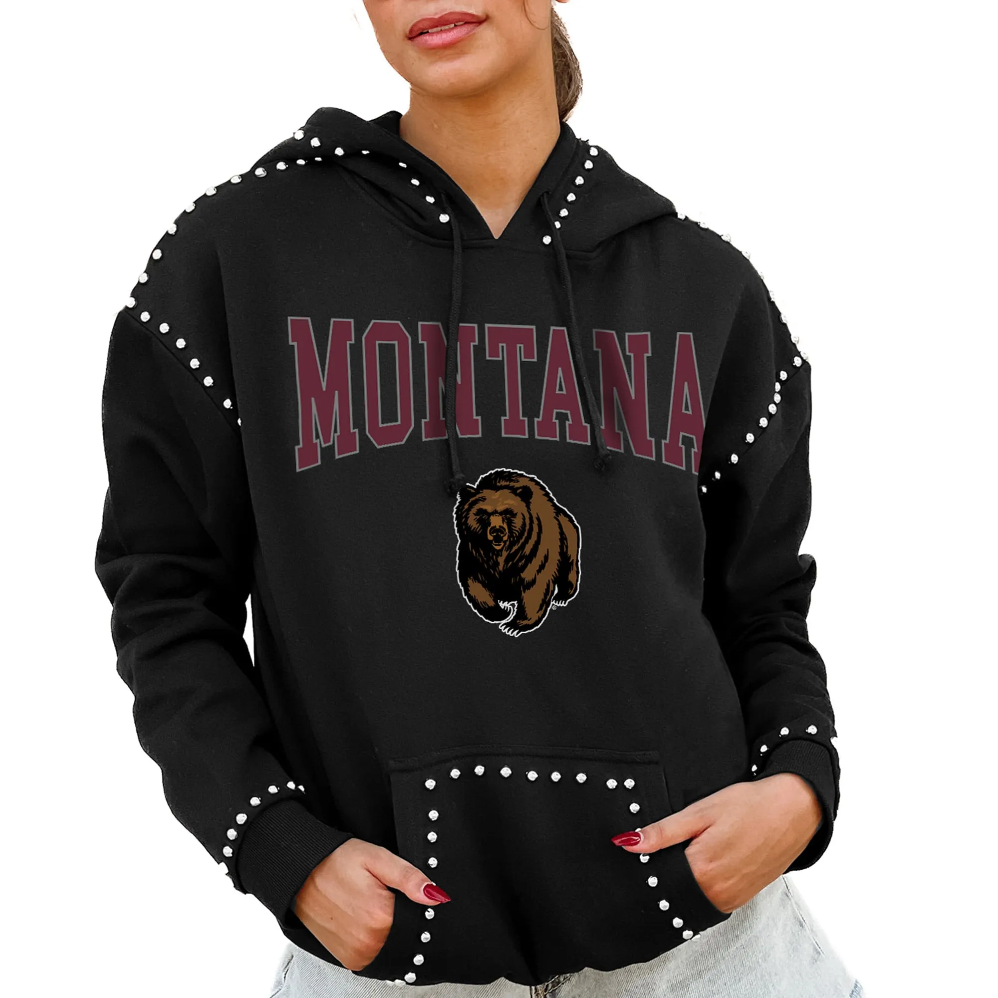 Gameday Couture  Montana Grizzlies Women's Black Studded Pullover Hoodie