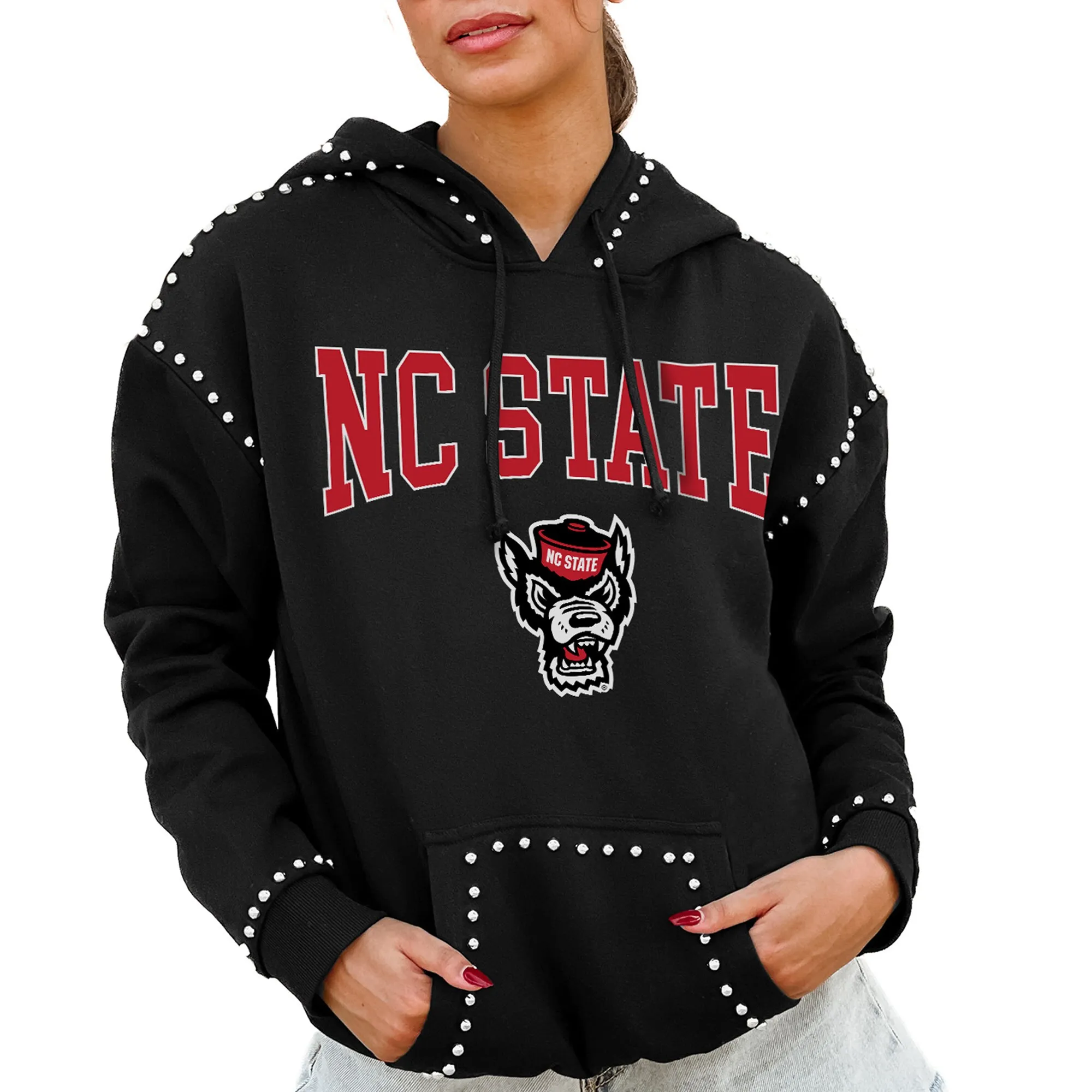 Gameday Couture  NC State Wolfpack Women's Black Studded Pullover Hoodie