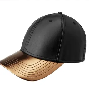 GENTS : BLACK AND GOLD LEATHER HAT