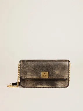 Gioia Bag in black vintage leather with gold details