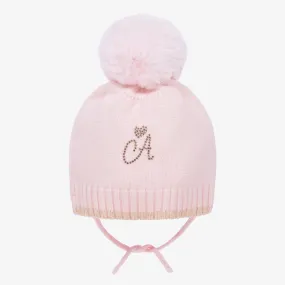 Girls Pale Pink Pom-Pom Hat