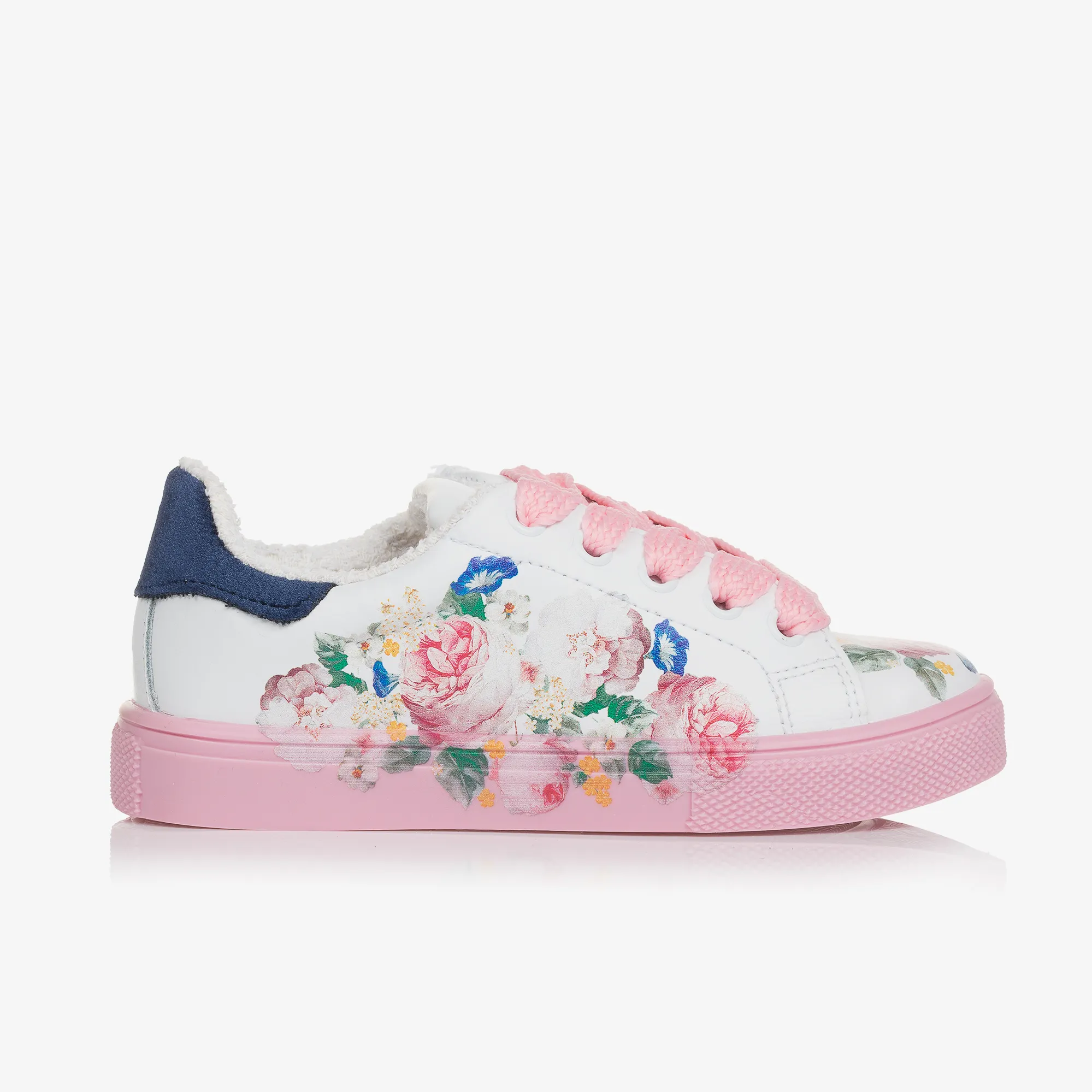 Girls Pink & White Floral Trainers