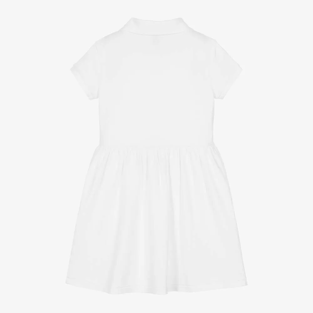 Girls White Cotton Polo Dress