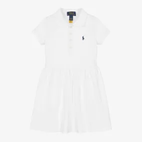 Girls White Cotton Polo Dress