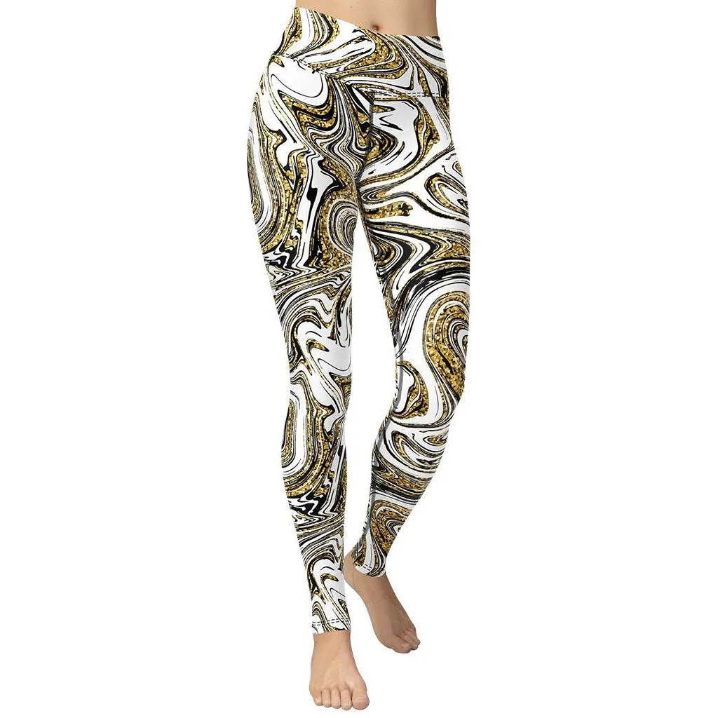 Glitter Print Marble Yoga Leggings