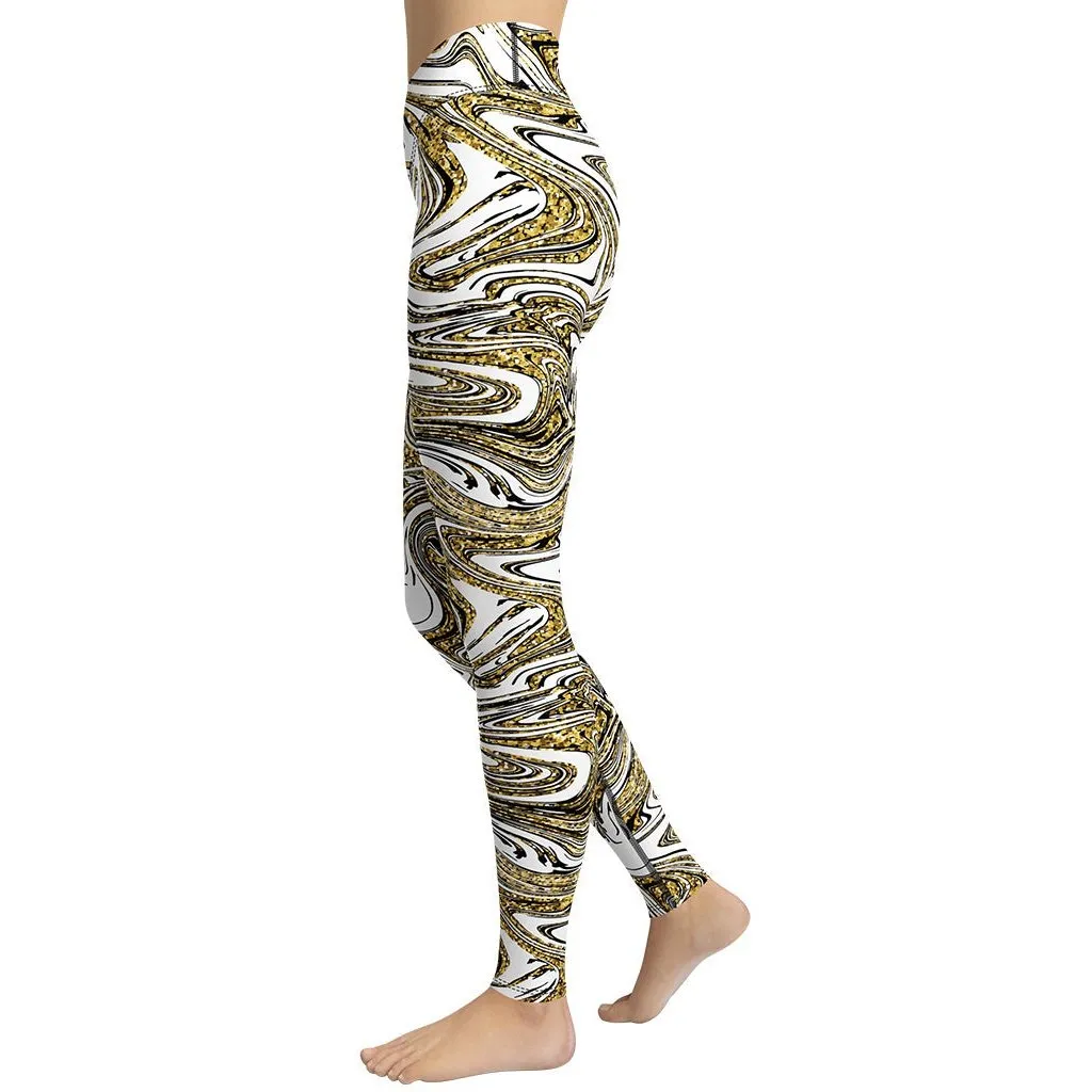 Glitter Print Marble Yoga Leggings