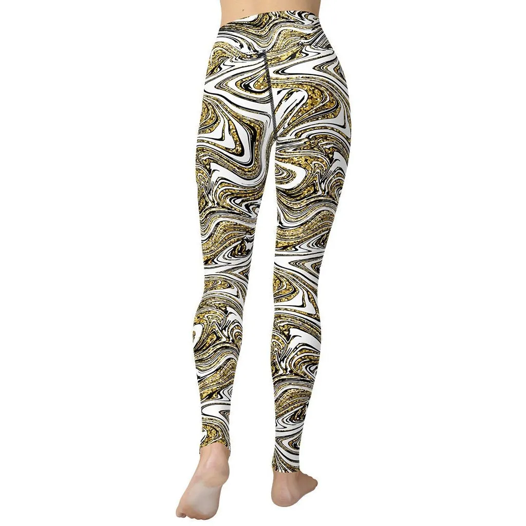 Glitter Print Marble Yoga Leggings