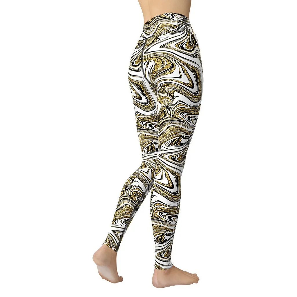 Glitter Print Marble Yoga Leggings