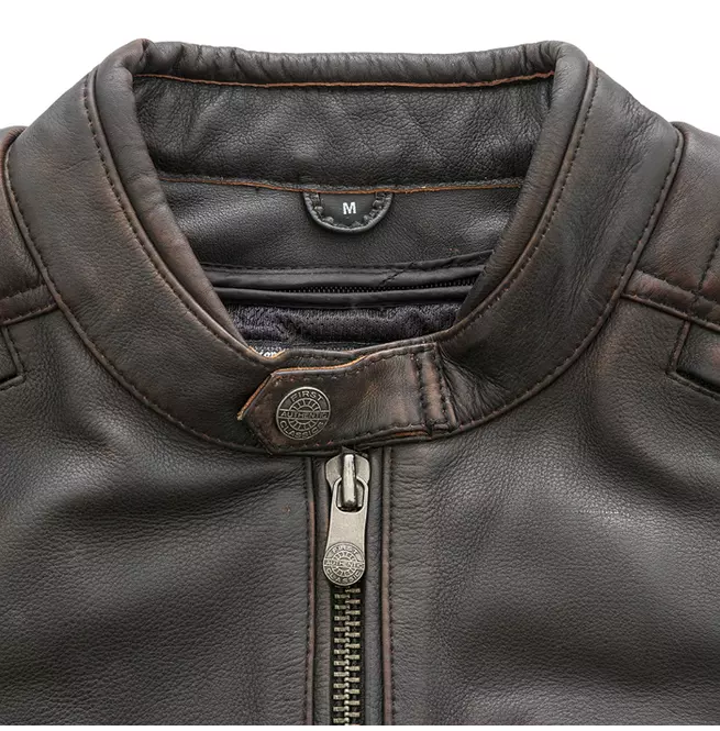 Gothic Men's Brown Beige Cowhide Leather Motorcycle Jacket