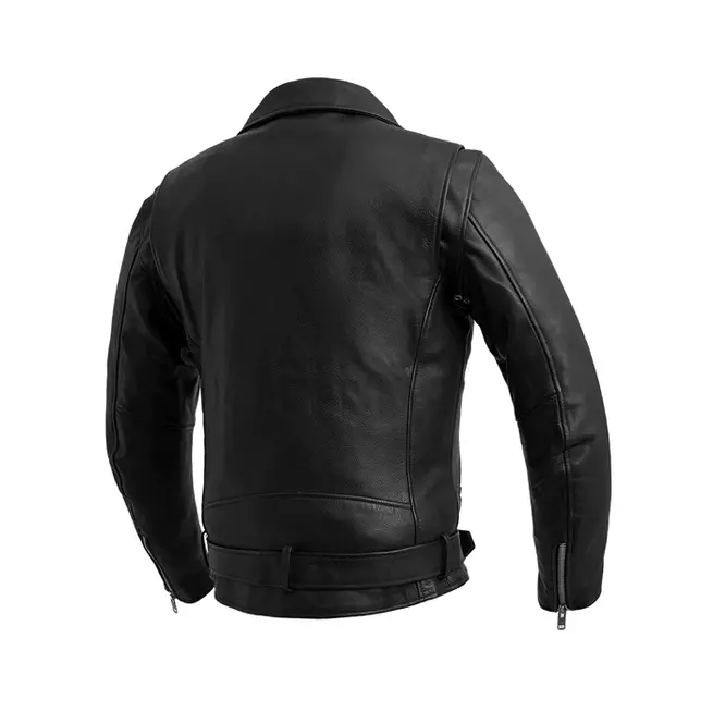 Gothic Men's Lapel Collar Asymmetrical Zipper Cowhide Leather Motorcycle Jacket