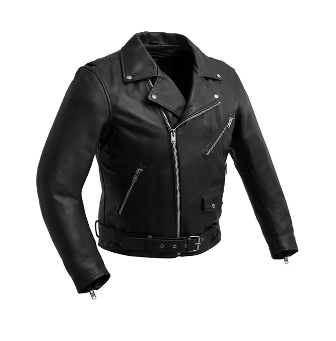 Gothic Men's Lapel Collar Asymmetrical Zipper Cowhide Leather Motorcycle Jacket