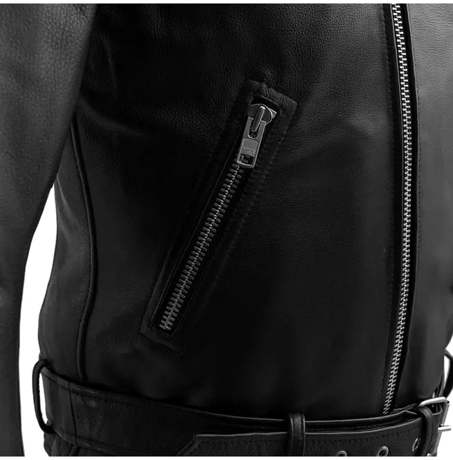 Gothic Men's Lapel Collar Asymmetrical Zipper Cowhide Leather Motorcycle Jacket