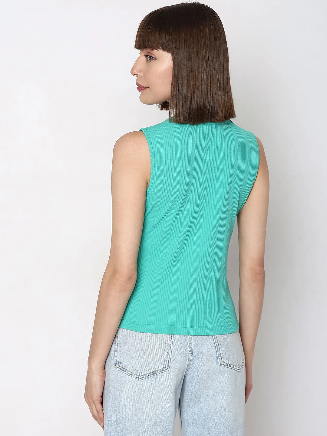 Green Knit Sleeveless Top